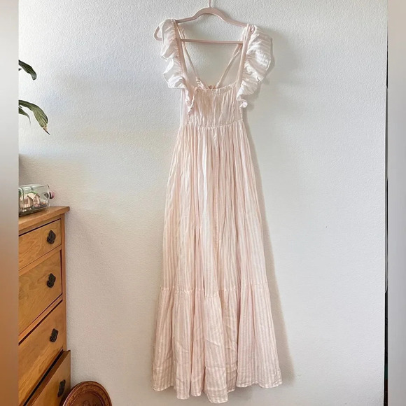 Ulla Johnson Ariana Pink White 100% Cotton Reversible‎ Maxi Dress sz 2 - Picture 4 of 8